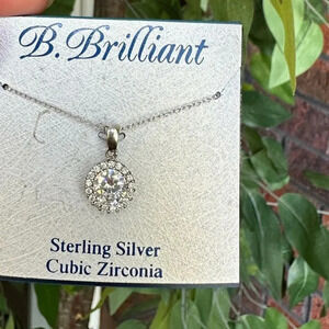 925 Sterling Silver Zirconia Crystal Necklace